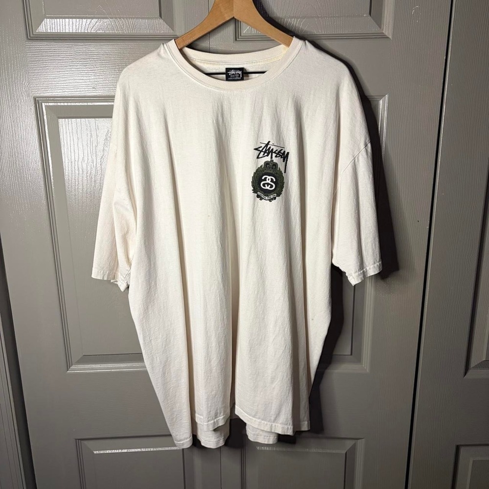 Stussy International Stussy Posse Crest Graphic T-Shirt Cream Mens XXL